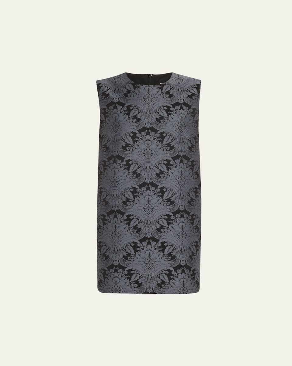 Romania Baroque Jacquard Sleeveless Mini Dress